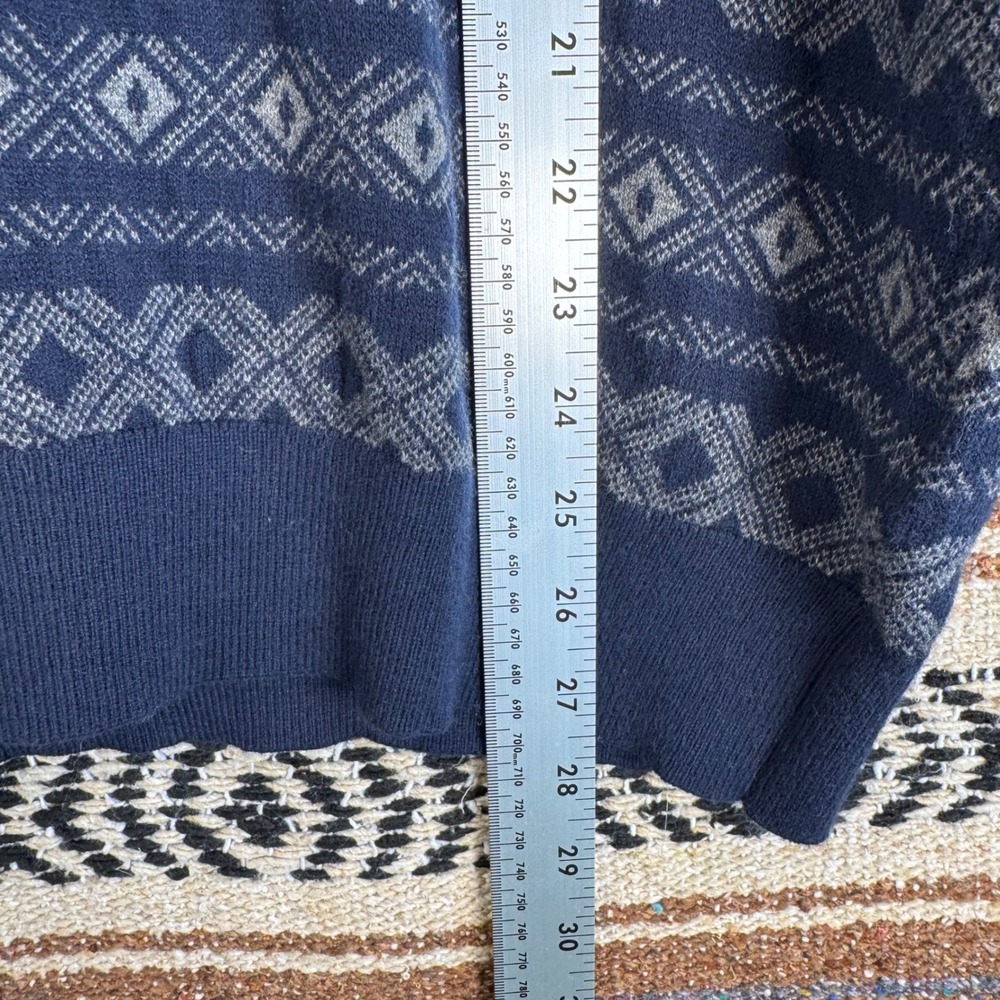 LL Bean Mens Navy Blue Cotton Cashmere Fair Isle Crewneck Sweater M 508915 - Picture 5 of 5